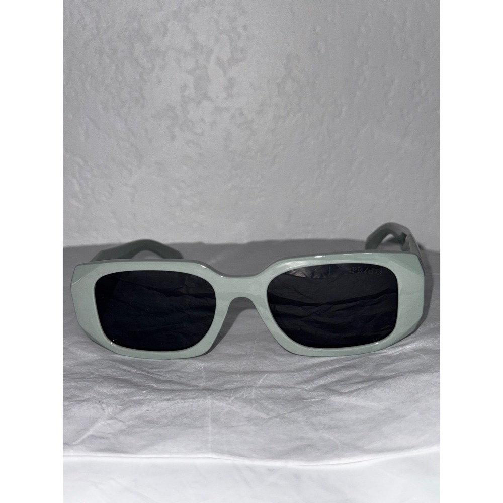 Prada Symbole Geometric Rectangular Sunglasses Sage Green SPR17W Italian Made